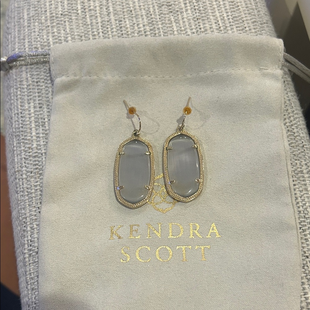 Kendra Scott Silver and Gray Drop Earrings